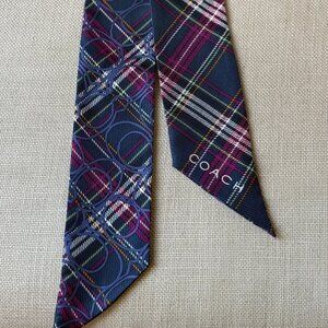 Coach Sis Tartan PNY Navy/Multi 100% Silk Scarf F83039 - NWT